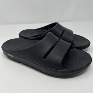 Oofos OOahh Men's 8 Women's 10‎ Black Open Toe Slip-On Lightweight Slide Sandals